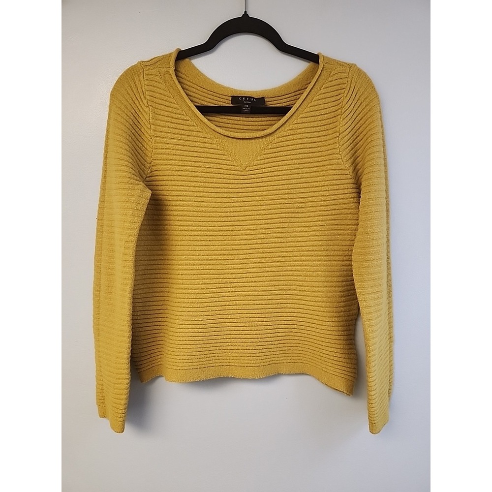 Cyrus Petite Sweater Womens PS Long Sleeve Rolled Neck Knit Pullover Yellow